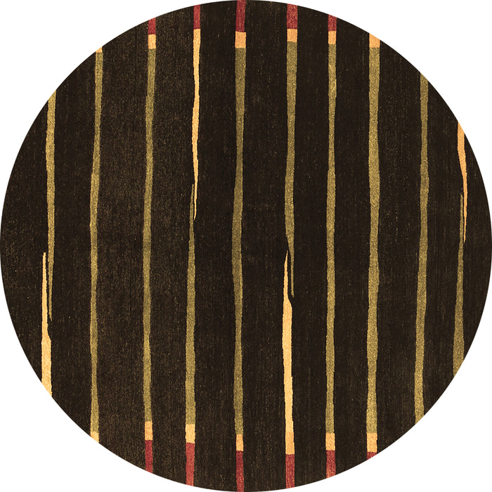 Round Abstract Brown Contemporary Rug, con361brn