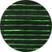 Round Machine Washable Abstract Emerald Green Contemporary Area Rugs, wshcon361emgrn