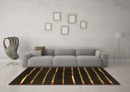 Machine Washable Abstract Brown Contemporary Rug in a Living Room,, wshcon361brn