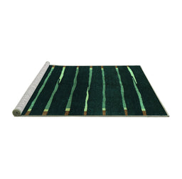 Sideview of Machine Washable Abstract Turquoise Contemporary Area Rugs, wshcon361turq