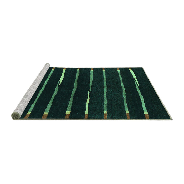 Sideview of Machine Washable Abstract Turquoise Contemporary Area Rugs, wshcon361turq