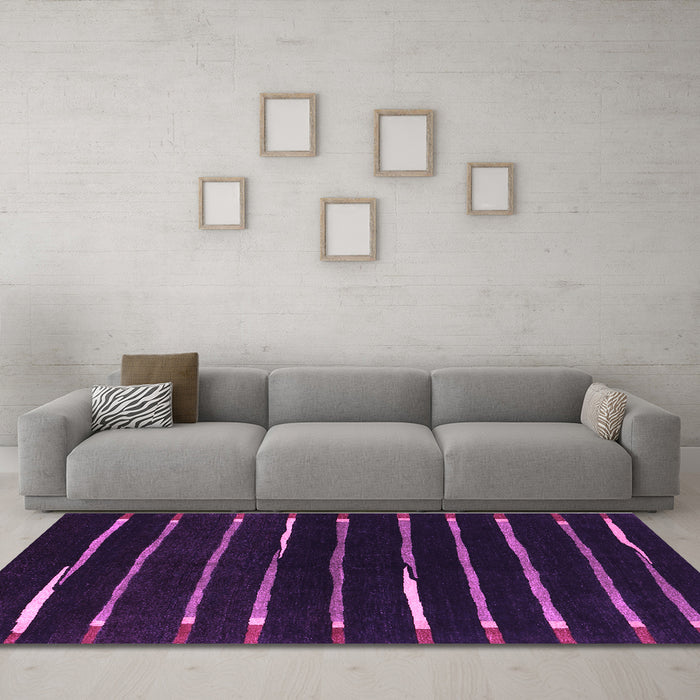 Machine Washable Abstract Purple Contemporary Area Rugs in a Living Room, wshcon361pur