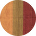 Round Abstract Brown Contemporary Rug, con362brn