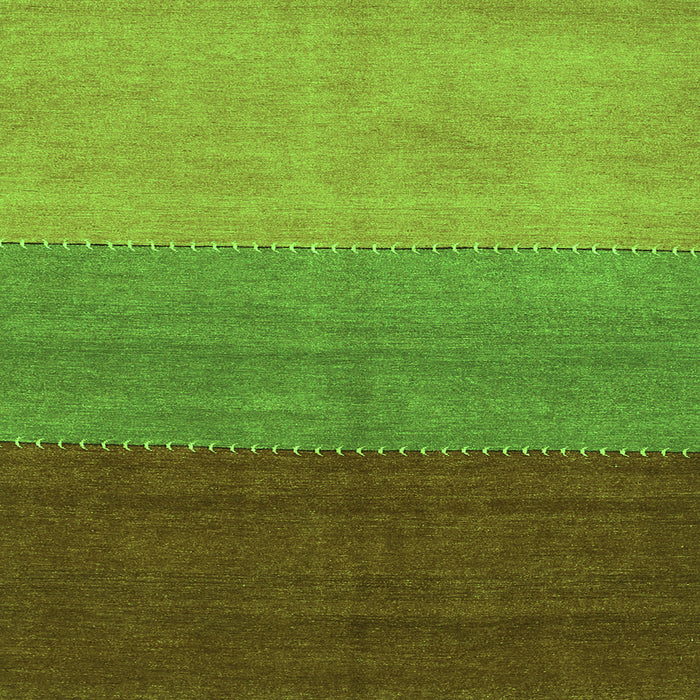 Serging Thickness of Abstract Green Contemporary Rug, con362grn