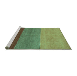 Sideview of Machine Washable Abstract Turquoise Contemporary Area Rugs, wshcon362turq