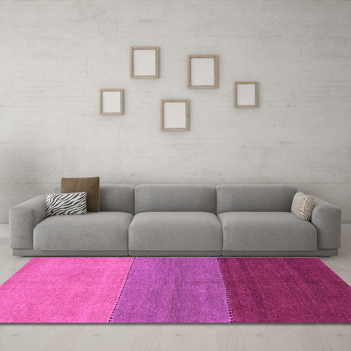 Machine Washable Abstract Purple Contemporary Area Rugs in a Living Room, wshcon362pur