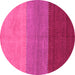 Round Machine Washable Abstract Pink Contemporary Rug, wshcon362pnk