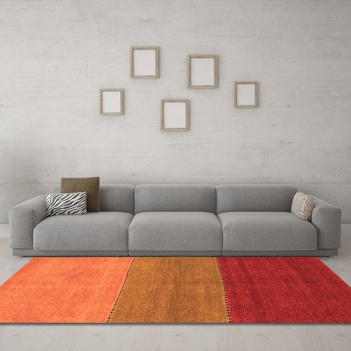 Machine Washable Abstract Orange Contemporary Area Rugs in a Living Room, wshcon362org