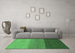 Machine Washable Abstract Emerald Green Contemporary Area Rugs in a Living Room,, wshcon362emgrn