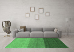Machine Washable Abstract Emerald Green Contemporary Area Rugs in a Living Room,, wshcon362emgrn