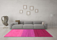 Machine Washable Abstract Pink Contemporary Rug, wshcon362pnk