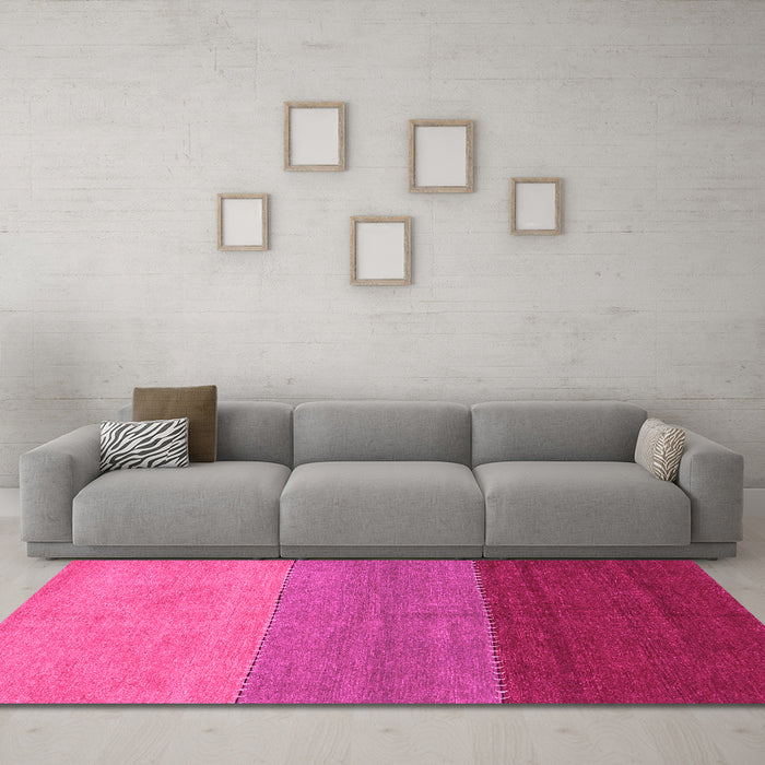 Machine Washable Abstract Pink Contemporary Rug in a Living Room, wshcon362pnk