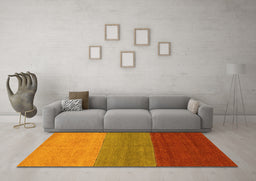 Machine Washable Abstract Yellow Contemporary Rug in a Living Room, wshcon362yw