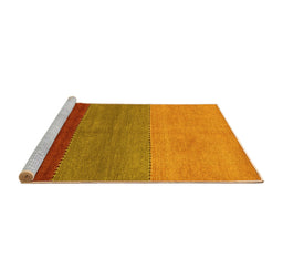 Sideview of Machine Washable Abstract Yellow Contemporary Rug, wshcon362yw