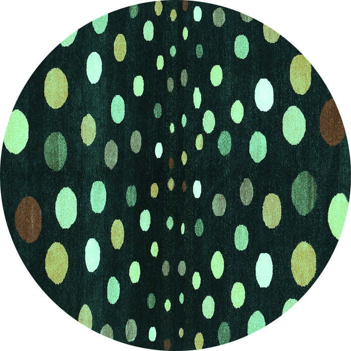 Round Abstract Turquoise Contemporary Rug, con363turq