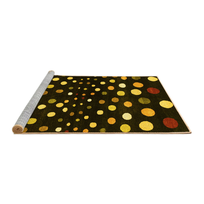 Sideview of Machine Washable Abstract Yellow Contemporary Rug, wshcon363yw