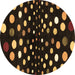 Round Machine Washable Abstract Brown Contemporary Rug, wshcon363brn