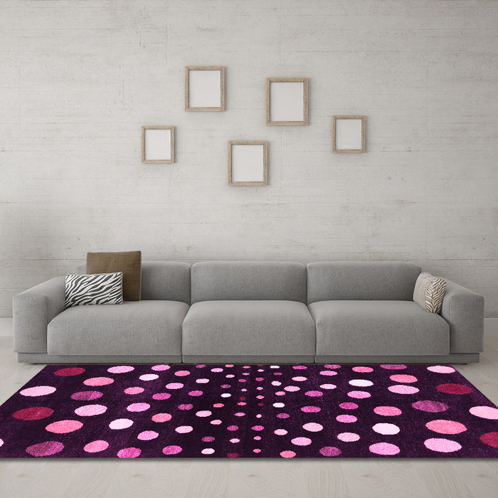 Machine Washable Abstract Pink Contemporary Rug in a Living Room, wshcon363pnk