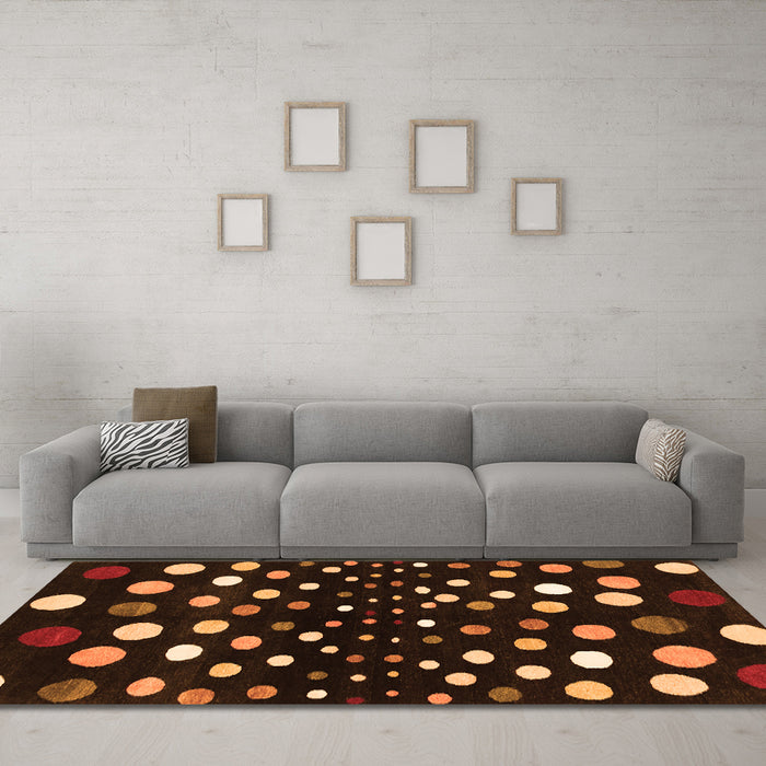Machine Washable Abstract Orange Contemporary Area Rugs in a Living Room, wshcon363org