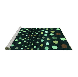 Sideview of Machine Washable Abstract Turquoise Contemporary Area Rugs, wshcon363turq
