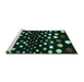 Sideview of Machine Washable Abstract Turquoise Contemporary Area Rugs, wshcon363turq