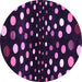 Round Abstract Purple Contemporary Rug, con363pur