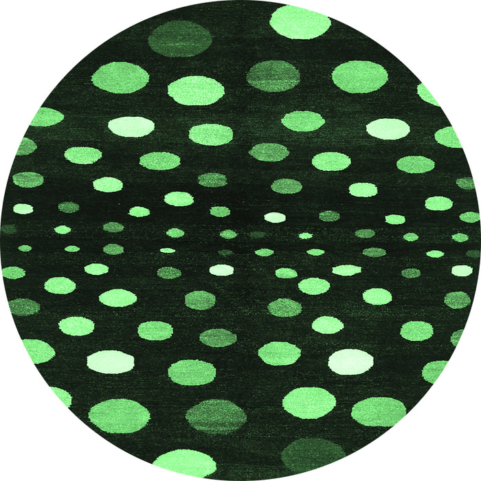 Round Abstract Emerald Green Contemporary Rug, con363emgrn