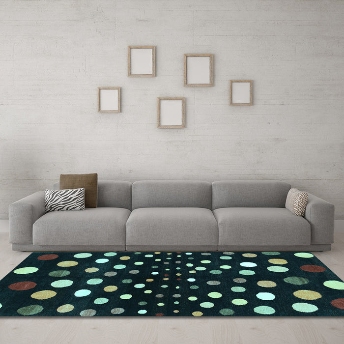 Machine Washable Abstract Light Blue Contemporary Rug in a Living Room, wshcon363lblu