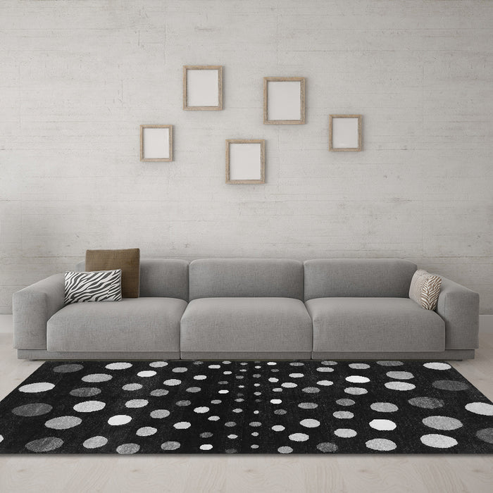 Machine Washable Abstract Gray Contemporary Rug in a Living Room,, wshcon363gry