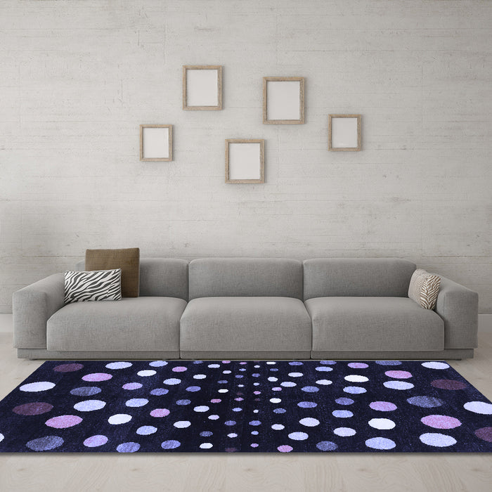 Machine Washable Abstract Blue Contemporary Rug in a Living Room, wshcon363blu
