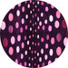 Round Machine Washable Abstract Pink Contemporary Rug, wshcon363pnk