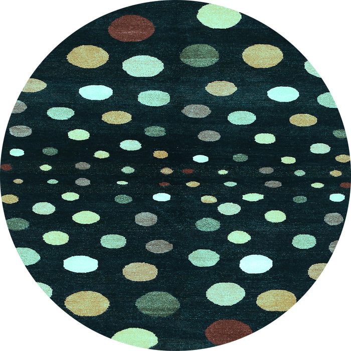 Round Abstract Light Blue Contemporary Rug, con363lblu