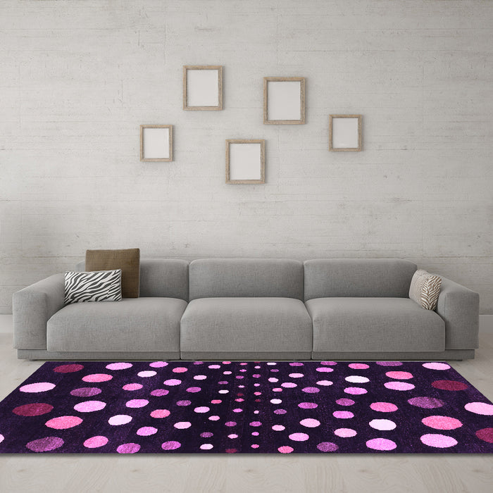 Machine Washable Abstract Purple Contemporary Area Rugs in a Living Room, wshcon363pur