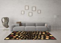 Machine Washable Abstract Brown Contemporary Rug, wshcon363brn