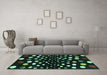 Machine Washable Abstract Turquoise Contemporary Area Rugs in a Living Room,, wshcon363turq