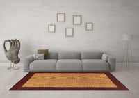 Machine Washable Abstract Brown Contemporary Rug, wshcon364brn