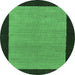 Round Abstract Emerald Green Contemporary Rug, con364emgrn