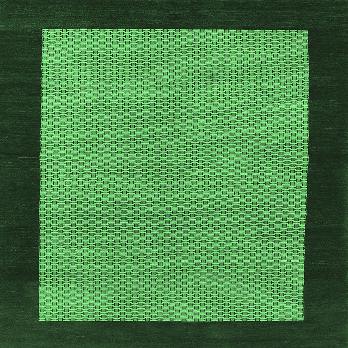 Square Machine Washable Abstract Emerald Green Contemporary Area Rugs, wshcon364emgrn