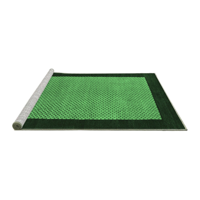 Sideview of Machine Washable Abstract Emerald Green Contemporary Area Rugs, wshcon364emgrn