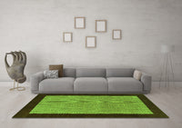 Machine Washable Abstract Green Contemporary Rug, wshcon364grn