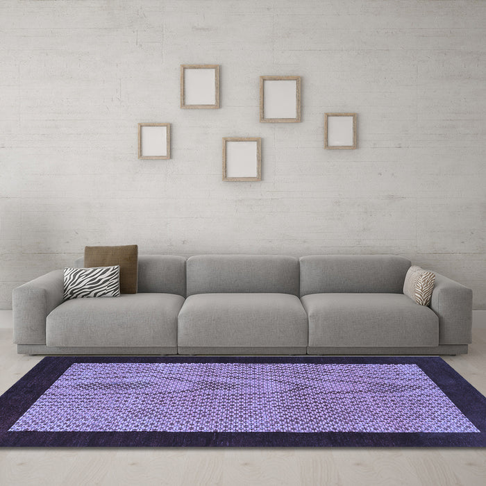 Machine Washable Abstract Blue Contemporary Rug in a Living Room, wshcon364blu