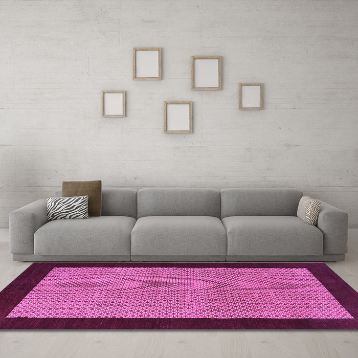 Machine Washable Abstract Purple Contemporary Area Rugs in a Living Room, wshcon364pur
