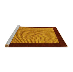 Sideview of Machine Washable Abstract Yellow Contemporary Rug, wshcon364yw