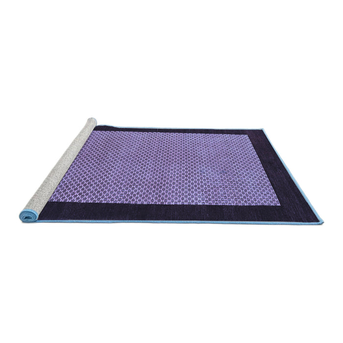 Sideview of Machine Washable Abstract Blue Contemporary Rug, wshcon364blu
