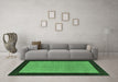 Machine Washable Abstract Emerald Green Contemporary Area Rugs in a Living Room,, wshcon364emgrn