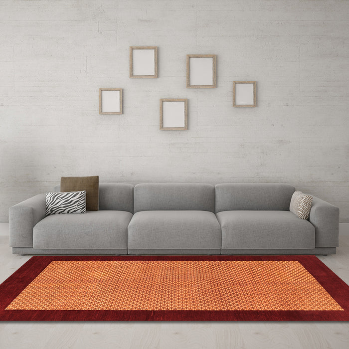 Machine Washable Abstract Orange Contemporary Area Rugs in a Living Room, wshcon364org