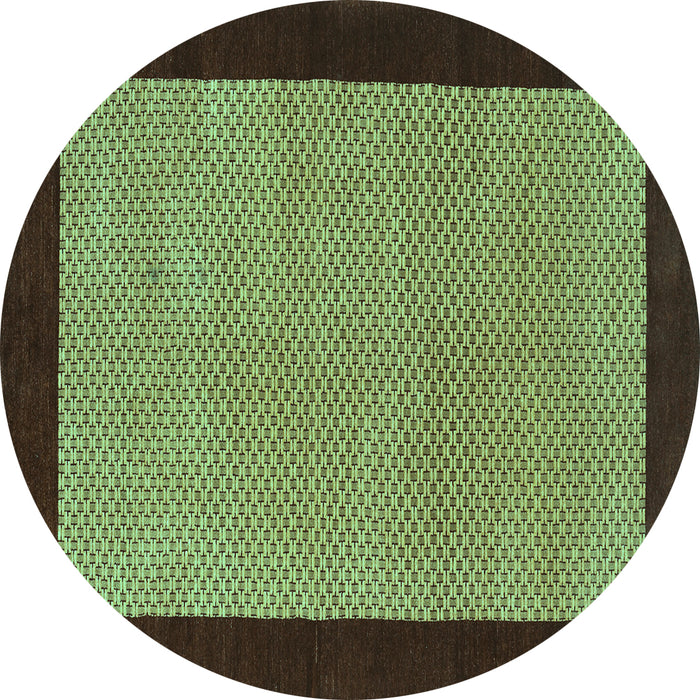 Round Abstract Turquoise Contemporary Rug, con364turq