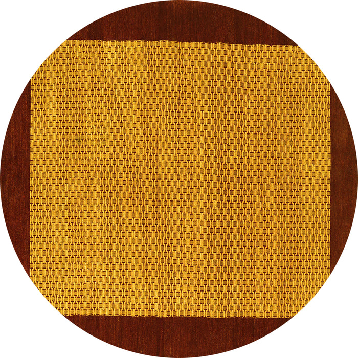 Round Abstract Yellow Contemporary Rug, con364yw