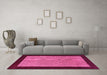 Machine Washable Abstract Pink Contemporary Rug in a Living Room, wshcon364pnk