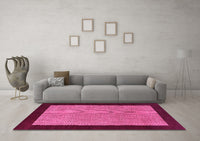 Machine Washable Abstract Pink Contemporary Rug, wshcon364pnk